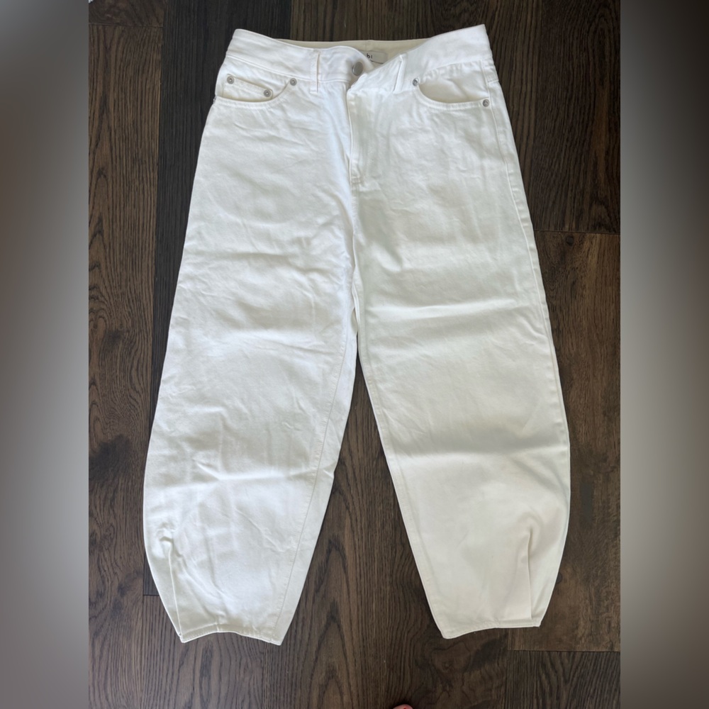Tibi white cotton barrel pant